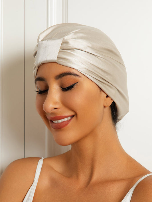 Gorro turbante de noche de doble capa de seda pura