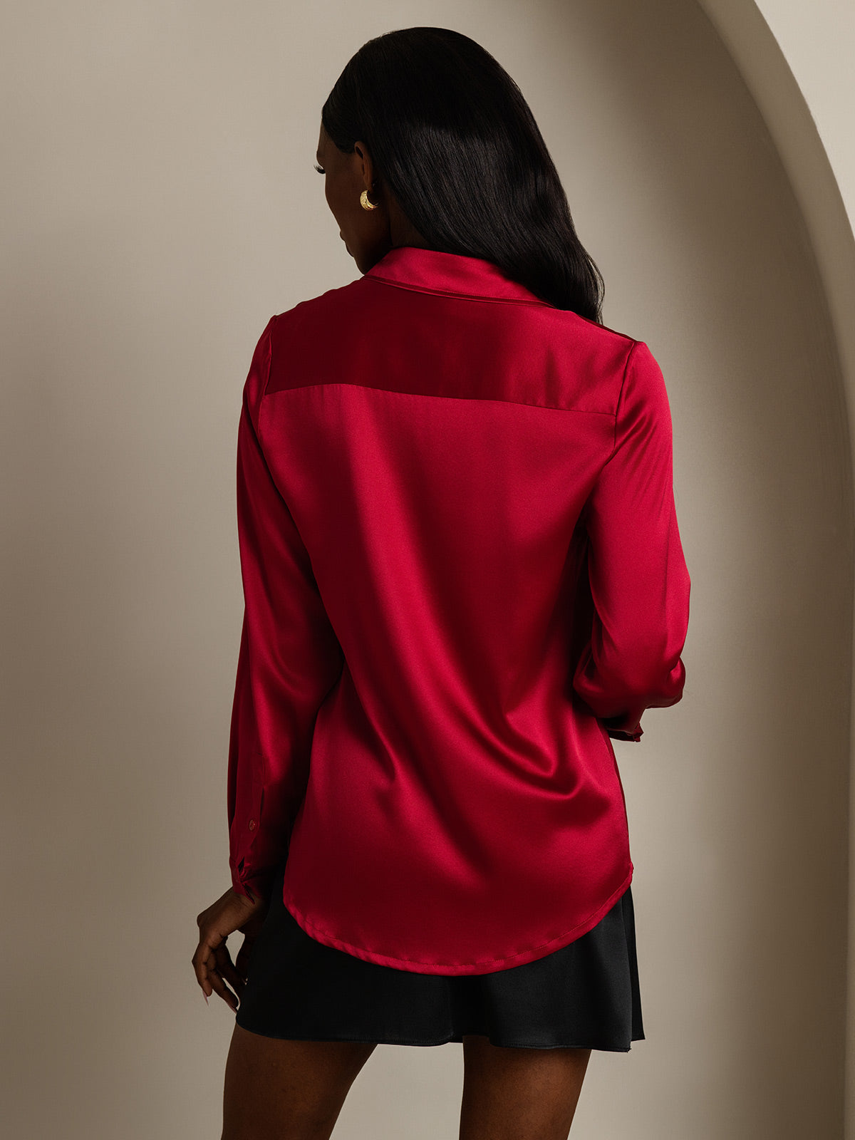 19 Momme Camisa Básica De Seda A La Moda