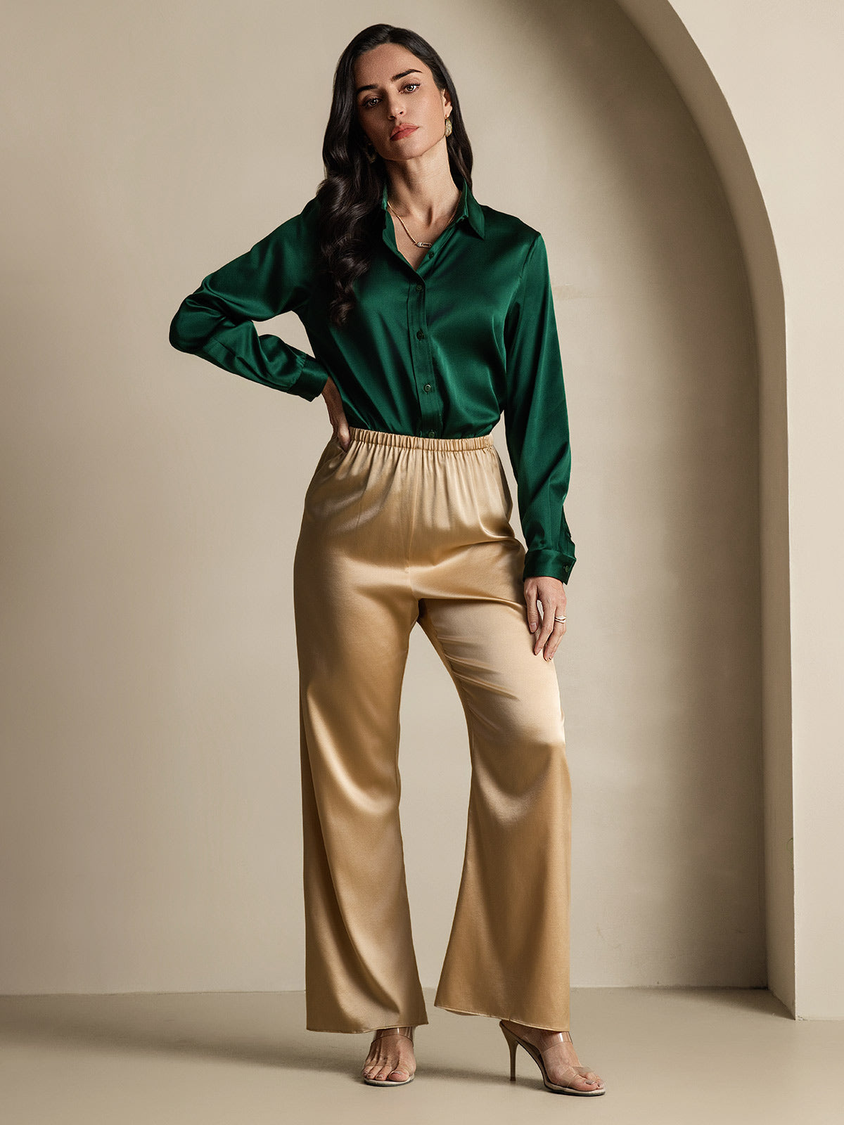 19 Momme Camisa Básica De Seda A La Moda