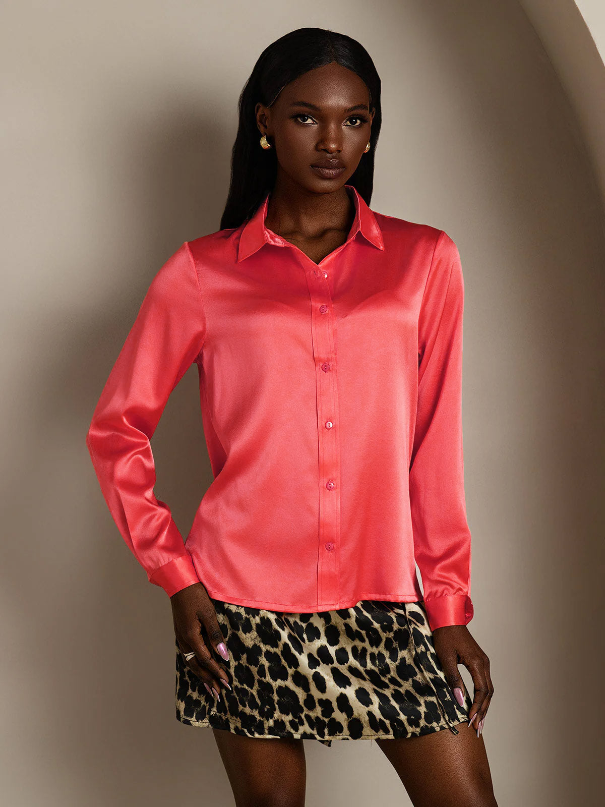 19 Momme Camisa Básica De Seda A La Moda