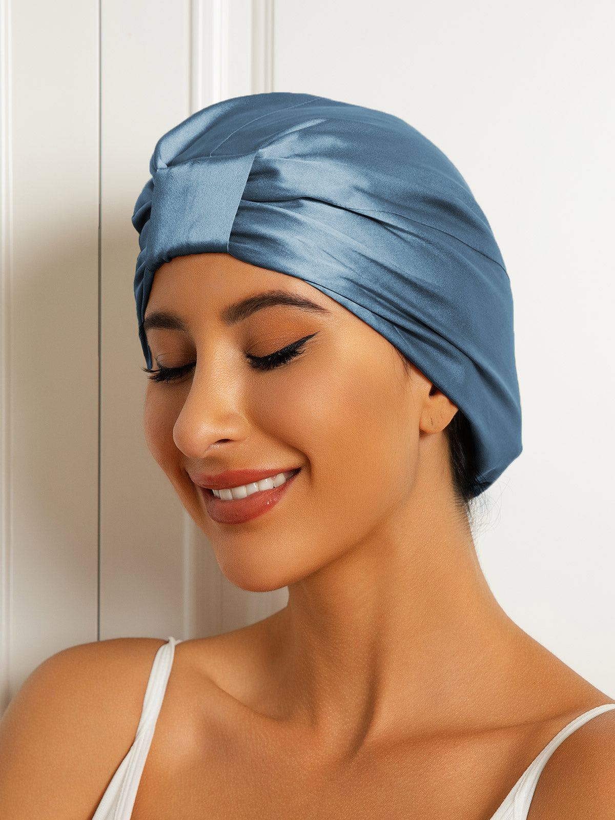 Gorro turbante de noche de doble capa de seda pura