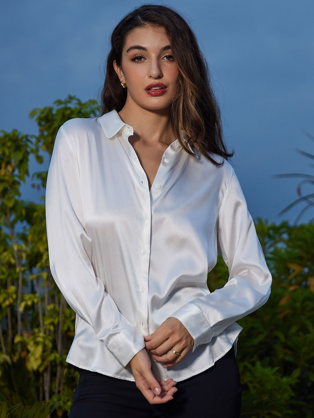 Camisa básica de seda