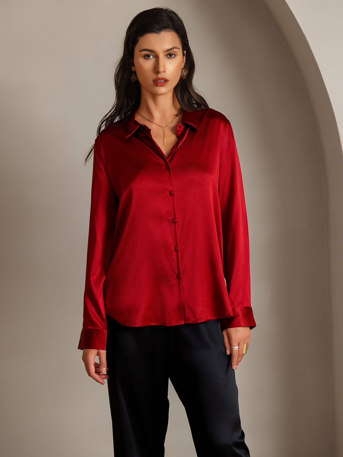 Camisa básica de seda