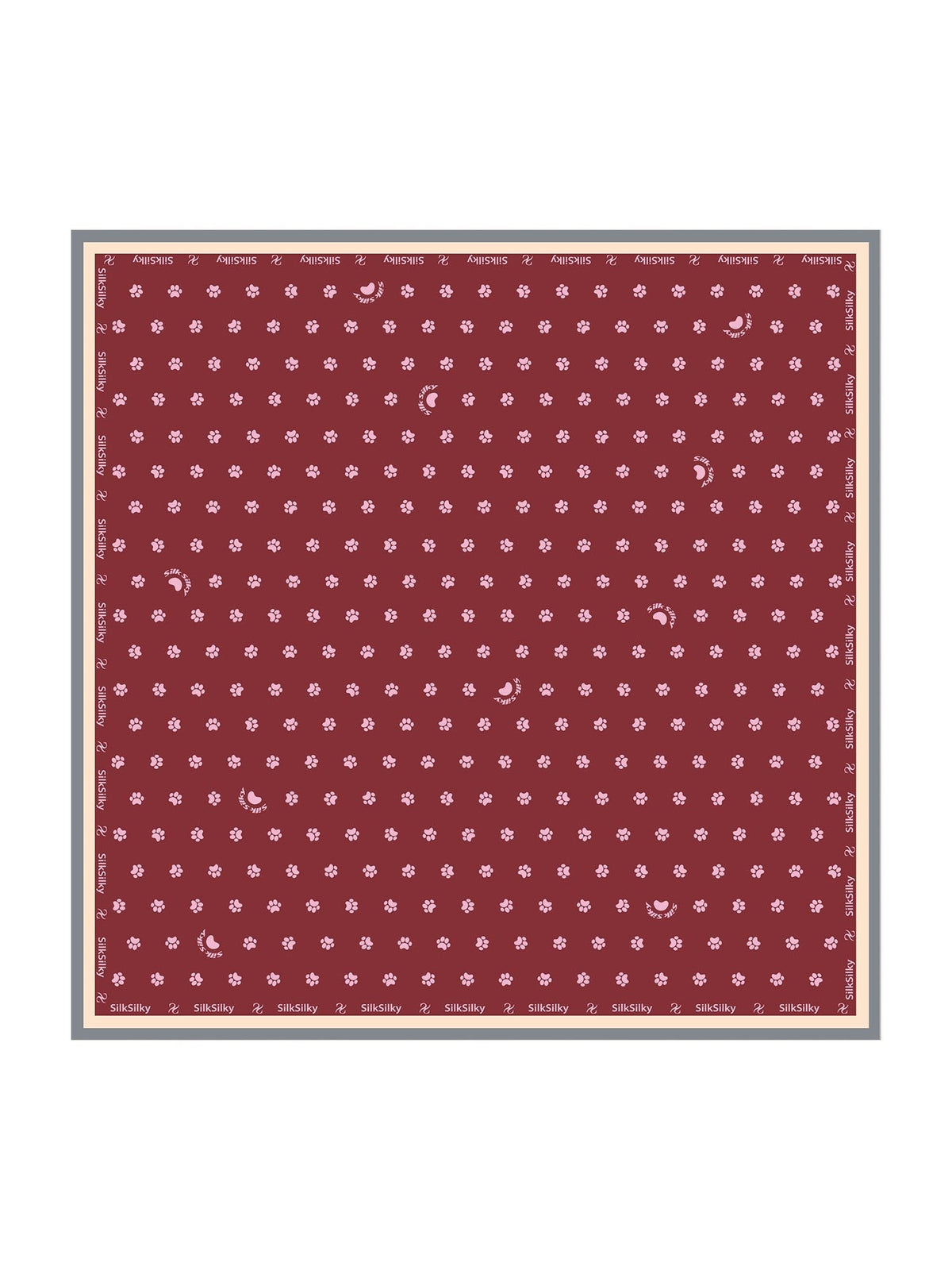 Pañuelo Cuadrado de Seda Pura con Huella de Pata - Tamaño 90x90cm
