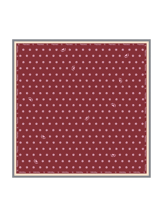 Pañuelo Cuadrado de Seda Pura con Huella de Pata - Tamaño 90x90cm