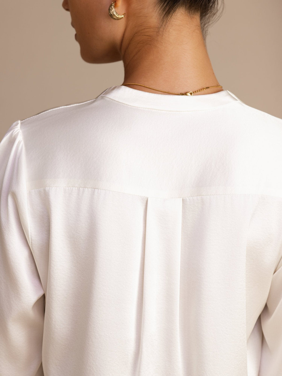 Blusa De Seda Mujer 19 Momme Con Escote Cruzado Y Manga Larga