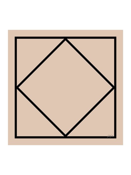 Pañuelo De Seda De Morera 100 Por Ciento Con Estampado Geométrico De Bloques Tamaño 90 x 90 cm