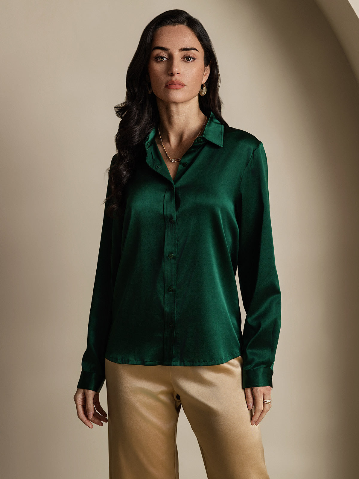 19 Momme Camisa Básica De Seda A La Moda