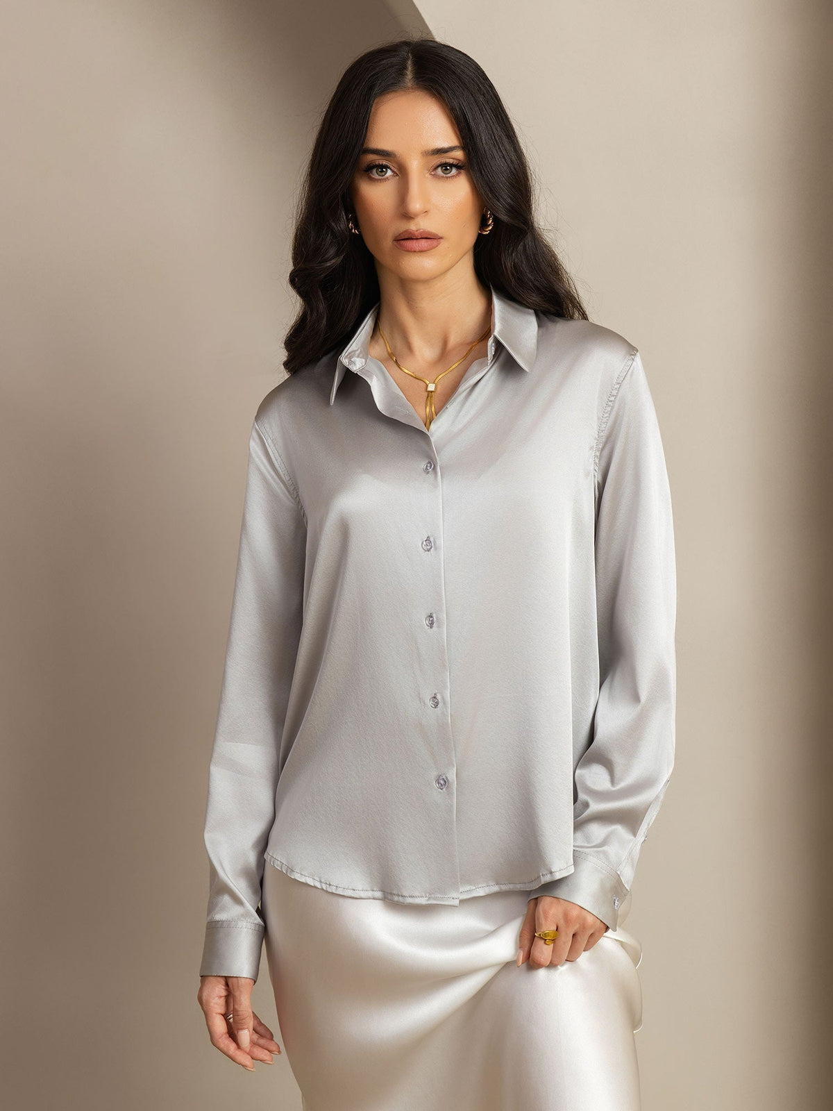 Camisa básica de seda