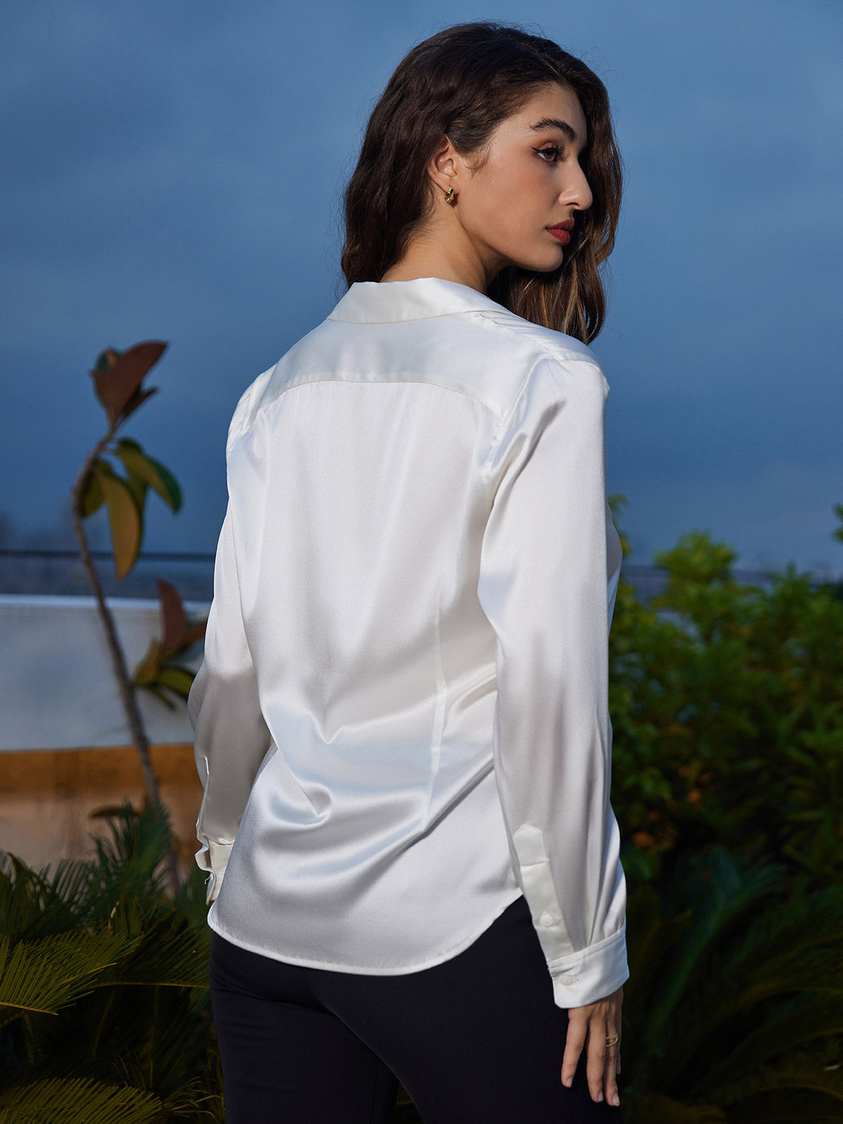 Camisa básica de seda