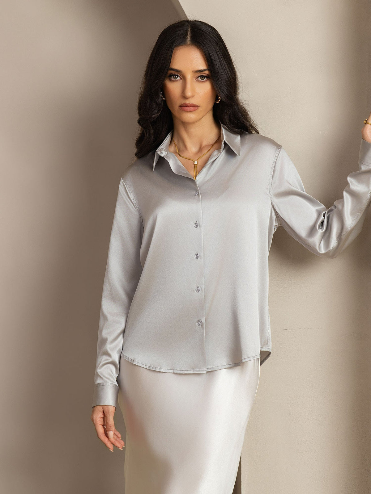 Camisa básica de seda