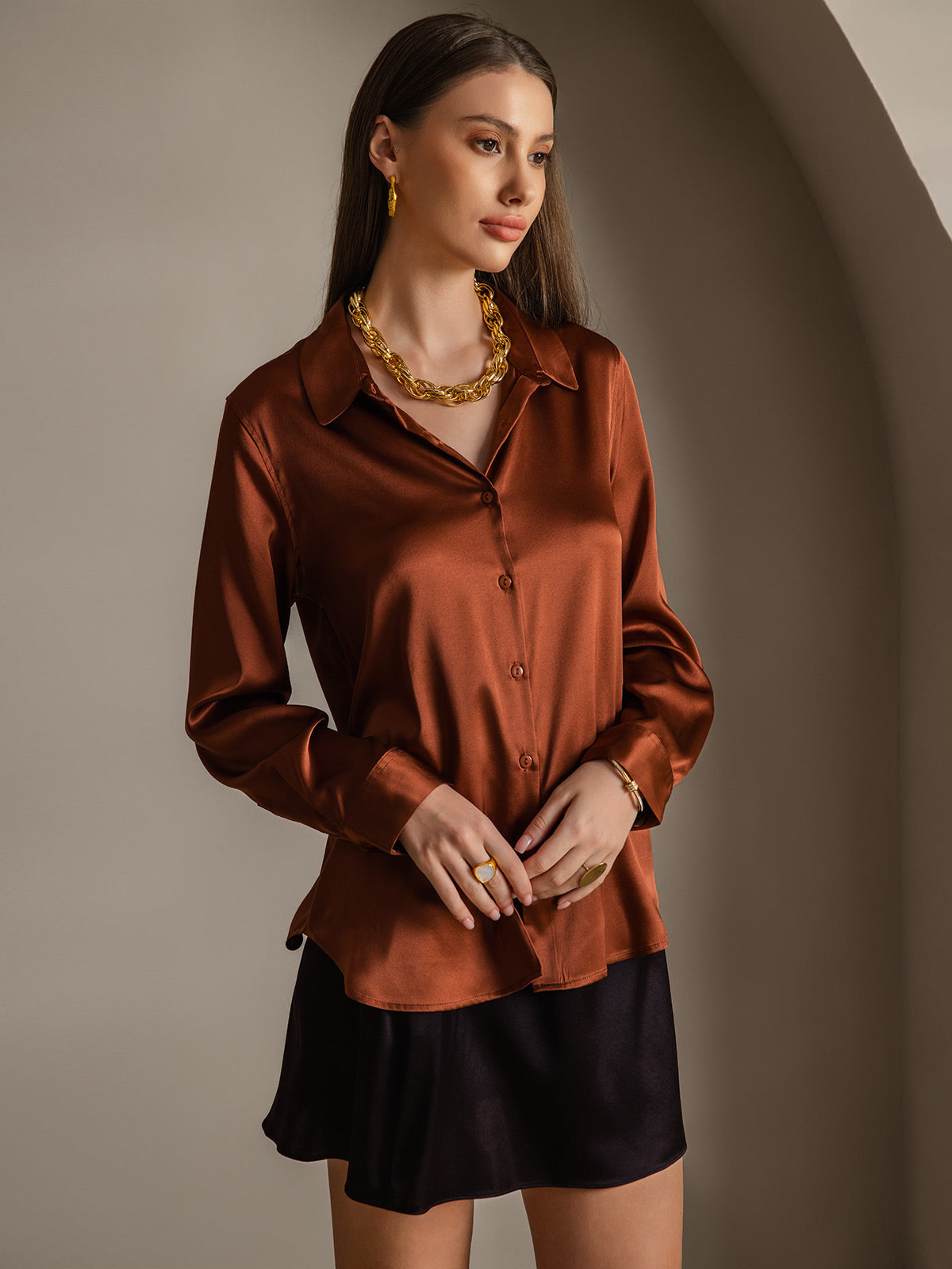 Camisa básica de seda