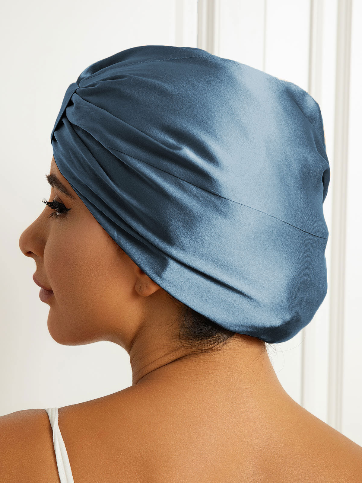 Gorro turbante de noche de doble capa de seda pura